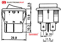 INTERRUPTOR 4P. ON-OFF, 125V. 16A (250V.- 16A)