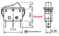 4P. ILLUMINATED ROCKER SWITCH ON-OFF, 125V. 16A (250V.- 5A)