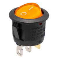 Interruptor luminoso amarillo 3P. ON-OFF, Ø23mm 125V/10A (250V/6A)