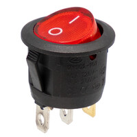 Interruptor lluminós vermell 3P. ON-OFF, Ø23mm 125V/10A (250V/6A)