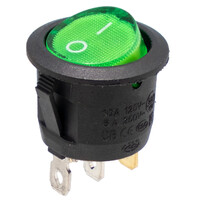 Ver informacion sobre Interruptor luminoso verde 3P. ON-OFF, Ø23mm 12V