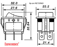 Interrupteur 6P.(ON)-OFF-(ON), 125V. 10A (250V.15A), avec retour