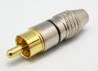 Metal RCA Phono Plug, 6mm cable, Black
