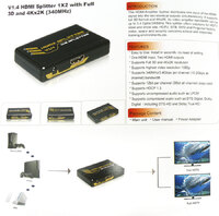 1.4v HDMI distribudor, 1x2, 4Kx2K