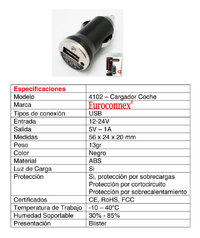 Chargeur de voiture USB, 5V 1A