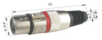 3p XLR female, Red stripe