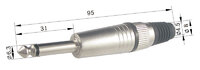 6.4mm Mono Plug, Black Stripe