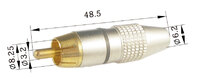 RCA Male, Gold plated, Metal, Black stripe