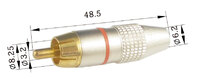 RCA Male, Gold plated, Metal, Red stripe