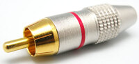 Ver informacion sobre RCA Male, Gold plated, Metal, Red stripe