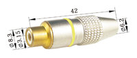 RCA Female, Gold plated, Metal, Yellow stripe