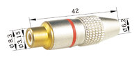 RCA Female, Gold plated, Metal, Red stripe