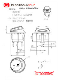 3P. Round Waterproof Switch ON-OFF, Blue