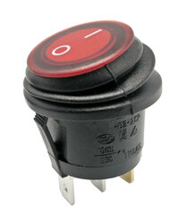 3P. Round Waterproof Switch ON-OFF, Red