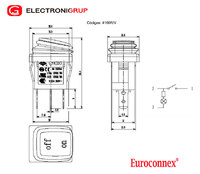 3P. Rectangular Waterproof Switch ON-OFF, Blue