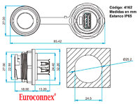 Adaptador USB Hembra-Hembra, Estanco