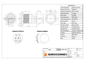 16mm. self locking switch OFF-ON DPST