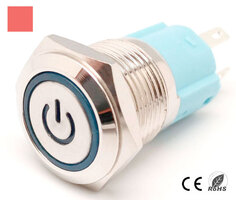 Ver informacion sobre 16mm. self locking switch and LED ligth, 5 solder pin 12V. Red