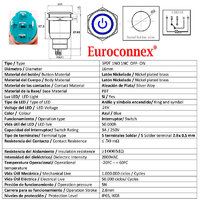 16mm. self locking switch and LED ligth, 5 solder pin 24V.