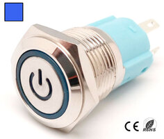 Interruptor Anti-vandálic, OFF-ON SPDT, LED i símbol 24V Blau
