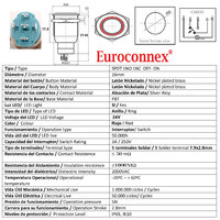 16mm. self locking switch and LED ligth, 5 solder pin 24V. Red