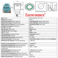 16mm. self locking switch and LED ligth, 5 solder pin 24V. Green