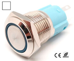 Bouton anti-vandale, OFF-(ON) SPDT, LED 220V Blanc