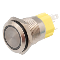 16mm. self locking switch OFF-ON and LED ligth, 5 solder pin 12V. RED