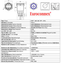 Bouton anti-vandale, OFF-(ON) SPDT, LED et symbole 220V Bleu