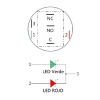 Interruptor Anti-vandàlic, OFF-ON ,2 Led Rojo/Verde 12V i símbol