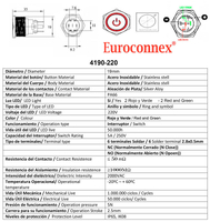 self locking pushbutton, with the picture, with ring, 2 LED color Green and red, 6 solder pin, 220V.