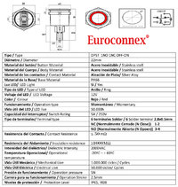 22mm. self reset pushbutton, with Red ring LED, 6 solder pin 12V.