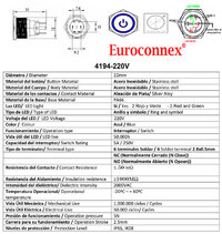 self locking pushbutton, with the picture, with ring, 2 LED color Green and red, 6 solder pin, 220V.