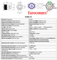 22mm. self locking pushbutton, w/ picture, w/ring LED, 6 solder pin 24V. 2 color LED Green/Red