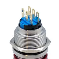Seta de emergencia 24.5mm, acero inoxidable 19mm DPDT