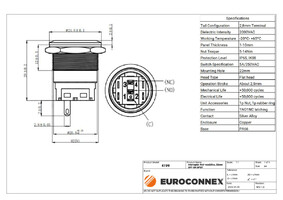 22mm. self locking switch OFF-ON DPST