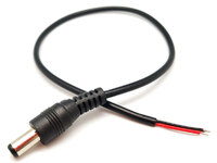 DC POWER EXTENSION 5,5x2,1mm. PLUG, 30cm. (Black and red cable inside)