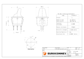 Rocker switch ON-OFF, 3-pin, with yellow light