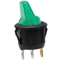 Rocker switch ON-OFF, 3-pin, with green light