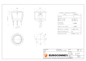 Interrupteur LED 3P, (SPST) ON-OFF, Ø20mm