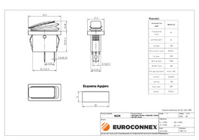 Interruptor estanc, rectangular 2 pins