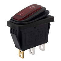 3P. Rectangular Waterproof Switch ON-OFF, Red