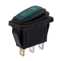 3P. Rectangular Waterproof Switch ON-OFF, Green