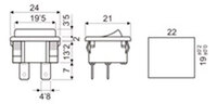 4P Rocker Switch (DPST) OFF-(ON) 10A-125V.(6A.-250V.) SINGLE MOMENTARY