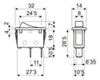 2P Rocker Switch (SPST) OFF-(ON) 16A-250V., SINGLE MOMENTARY