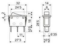 3P Rocker Switch (SPST) (ON)-OFF-(ON) 15A-250V.