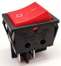 4P Rocker Switch (DPST) ON-OFF 15A.-250V. RED CAP