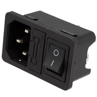 Panel Mount AC socket W/ fuse, Terminal 4,8mm. Black switch button