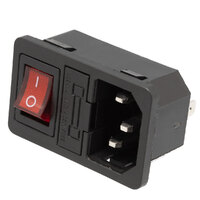 Ver informacion sobre Panel Mount AC socket W/ fuse, Terminal 4,8mm. Red ILLUMINATED switch button