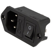 Ver informacion sobre Screwed panel mount C14 AC socket W/ fuse, Terminal 4,8mm. Black switch button